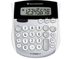 Texas Instruments TI-1795 SV, Desktopas, Pagrindinis, 8 skaitmenys, Pakreipiamas ekranas, Baterija / Saulės energija, Juoda, Sidabras, Balta