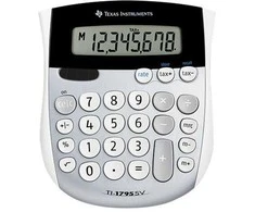 Texas Instruments TI-1795 SV, Desktopas, Pagrindinis, 8 skaitmenys, Pakreipiamas ekranas, Baterija / Saulės energija, Juoda, Sidabras, Balta