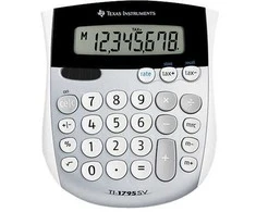 Texas Instruments TI-1795 SV, Desktopas, Pagrindinis, 8 skaitmenys, Pakreipiamas ekranas, Baterija / Saulės energija, Juoda, Sidabras, Balta