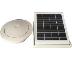 THERMEX ventiliatorius su saulės baterija „Sunmex“ viengubas, tiekiamas su Ø100 mm sieniniu vožtuvu. Oro srautas 0–30 m³/h.