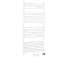 Thermrad Tone-E elektrinis rankšluosčių džiovintuvas, 600 W, apvalus vamzdis ir saulės kolektorius, su prijungimo laidu, aukštis x plotis 1200 x 550 mm, baltas RAL9016