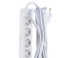 Thorkild Larsen E-line 5-lizdų 2x1.0 - H05VV-F, baltas usb, 230V/13A, plastikinis laidas, 5m