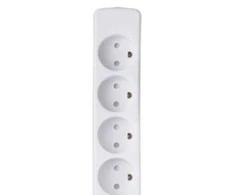 Thorkild Larsen E-line 5 lizdų baltas - m/j, su laidu, 230V/16A