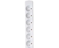 Thorkild Larsen E-line 8 lizdų baltas - m/j, su laidu, 230V/16A