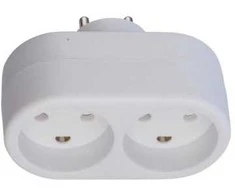 Thorkild Larsen E-line dvigubas kištukas, baltas - apvalus, m/j, 230V/13A