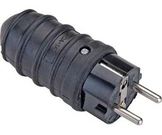 Thorkild Larsen Apvalus Schuko kištukas su įžeminimu 16A 250V IP44, juodas guminis