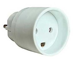 E-Line kištuko adapteris iš Schuko/Pin-žemės į DK M/žemės, 250V, 16A, baltas