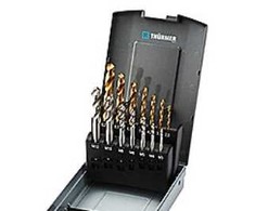 Thurmer Tools HSSE spiralinis sriegiklis ir grąžtas M3-12 - Spiralinių sriegtuvų rinkinys M3-12 su TiN grąžtu, 14 dalių rinkinyje