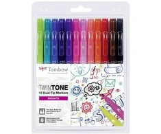 Tombow WS-PK-12P-1 - 12 pc(s) - Juodas,Mėlyna,Brown,Cyan,Žalias,Oranžinis,Rožinė,Raudona,Violet - Fine/Bullet tip - Multicolor - Round - Blister