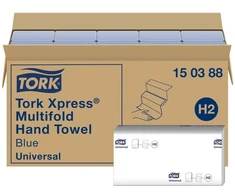 Tork Xpress® H2 daugkartinio lankstymo rankų popieriniai rankšluosčiai, mėlyni – (20 pakuočių x 237 vnt./kartoninė dėžė)