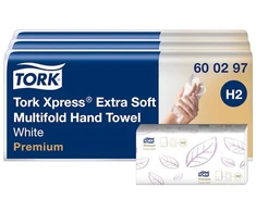 Tork Xpress® H2 Extra Soft daugiasluoksnės 2 sluoksnių rankšluosčių popierius - (3 pakeliai x 700 vnt./kartonas)