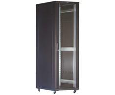 19" komutacinė spinta TOTEN, System G, 42U, 600x1200, stiklinės durys, galinės perforuotos durys, iki 800kg , juoda / G6.6242.9801 / 19-G6242GP