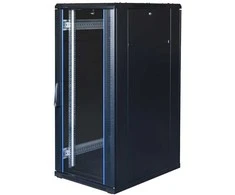 19" Komutacinė spinta TOTEN, System G, 27U, 600x800, stiklinės durys, galinės perrforuotos durys, iki 800kg, juoda / G6.6827.9801 / 19-G6827GP
