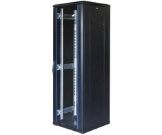 19" Komutacinė spinta TOTEN, System G, 37U, 600x600, stiklinės durys, galinės metalo durys, iki 800kg, juoda / G6.6637.9001 / 19-G6637GM