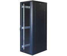 19" komutacinė spinta TOTEN, System G, 37U, 600x800, stiklinės durys, galinės perforuotos durys, iki 800kg, juoda / G6.6837.9001 / 19-G6837GM