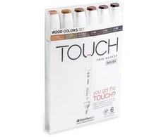 Touch Teptuko formos žymeklis, 6 vnt. medienos dažų, teptukas + vidutinio kampo galiukas