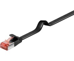 Goobay Triton CAT 6 plokščias kabelis, U/FTP, juodas – kabelio ilgis 0,25 m