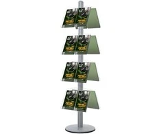 Plakatas Twinco TWIN Prostand Dvipusis brošiūrų stovas su akrilinėmis lentynomis – 16 x A4 Alu 450x470x1900mm (1 vnt.)