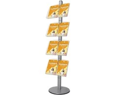 Plakatas Twinco Dvigubas stovas su akriliniu lipduku 8 x A4 aliuminis 450x470x1900mm (1 vnt.)