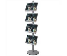 Plakatas Twinco Dvigubas stovas su plieno laikikliais 8 x A4 aliuminis 450x470x1900 mm (1 vnt.)