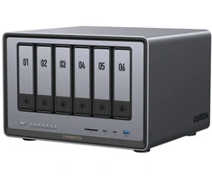 „UGREEN DXP6800 Pro 8TB WD Raudona Plus“ NAS rinkinys, NAS su 2 x 4 TB „Seagate IronWolf“ 3,5 colio SATA kietaisiais diskais