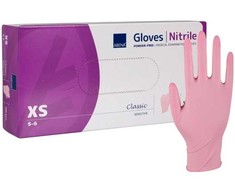 Apžiūros pirštinės, ABENA Classic Sensitive, XS, rožinės, nitrilo, be pudros - (100 vnt.)