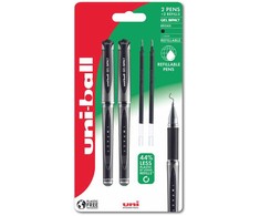 UNIBALL Uni-ball Gel Impact 153 2stk Sorte Gel Rollerpenne +2stk refills, stregbredde 1,0mm