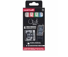 Uni-Ball Uni - Chalk Marker PWE-5M, set of 4 markers - mėlynas, žalias, red &amp; baltas (401577)