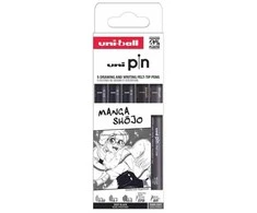 Uni-Ball Fineliner PIN"Manga Shojo" PF 5er Set wasserbeständige pigmentierte Tinte