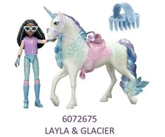 Usorteret Unicorn Academy Unicorn Academy Set Figūros Layla &amp; Glacier mergina ir vienaragis + priedai