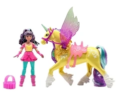 Akademia Jednorożców Magia Skrzydeł Rinkinys lalka Ava i figurka jednorożca Leaf + priedai Unicorn Academy Wing Magic