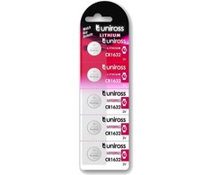 Uniross Batteries Uniross U5CR1632, Vienkartinė baterija, CR1632, Ličio, 3 V, 5 vnt., Sidabras