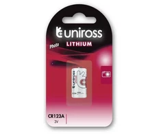 Uniross Batteries Uniross U1CR123A, vienkartinė baterija, CR123A, ličio, 3 V, 1 vnt., įvairiaspalvė