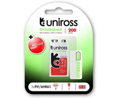 Uniross Batteries NiMH Hybrio E-Block 9V 200 - BL1