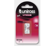Uniross Batteries Uniross U1CR123A, vienkartinė baterija, CR123A, ličio, 3 V, 1 vnt., įvairiaspalvė