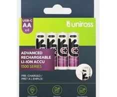 Uniross Batteries „Uniross“ USB-C AA įkraunamų baterijų rinkinys, 4 vnt.