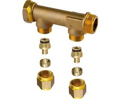Uponor AQUA PLUS paskirstymo vamzdis su jungtimi WTR PEX DR 3/4"MT/SN 2X15C/C50MM