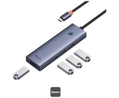 4in1 Hub Baseus UltraJoy USB-C iki USB 3.0 (pilka erdvė)