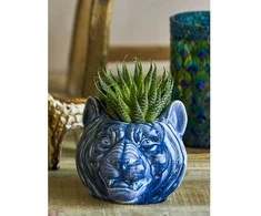 „CREATIVE COLLECTION“ Abner gėlių vazonų užvalkalai, mėlyni, akmens masės dirbiniai