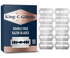 King C Gillette Dviašmeniai apsauginiai skustuvo peiliukai, 10 vnt.