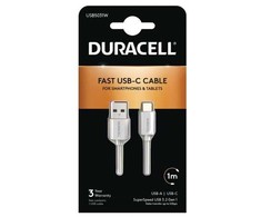 Duracell 1M USB C tipo į USB 3.0 kabelis, 1 m, USB A, USB C, 3.2 Gen 1 (3.1 Gen 1), 5 Gbit/s, baltas