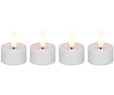 Dekoracja świąteczna Sirius Extra LED tealight Cozzy 5cm Ø3.9cm baltas plastikas rechargeable 3D flame 4 pcs.