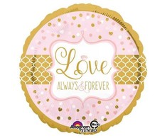 Usorteret Folieballon rund Love always &amp; forever 71 cm
