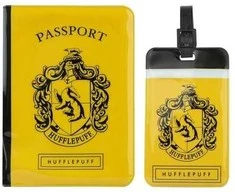 Usorteret Hufflepuff bagažo etiketė ir paso viršelis