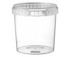 Usorteret Plastikinis kibiras, su rankena užrakinamas, apvalus, Ø 133, aukštis 150 p., skaidrus, dėžutėje 180 rinkinių. Tinka maistui.