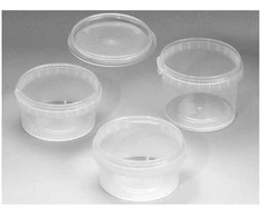 Usorteret Plastikinis kibiras, su rankena užsegamu užraktu, apvalus, Ø 95, aukštis 43 psl., skaidrus, dėžutėje 486 rinkiniai. Tinka maistui.