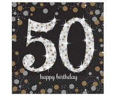 Usorteret Servietter 50 år Sparkling
