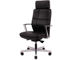 Furniture Trade „Sonoma“ vadovo kėdė su aukštu atlošu ir galvos atrama, su porankiais, juoda