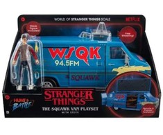 STRANGER THINGS figūrėlės ir transporto priemonės rinkinys – Styvas su SQWK furgonu ir aksesuarais