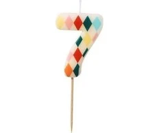 Party Deco PartyDeco gimtadienio žvakė Nr. 7, rombo formos, 55 cm, mišinio spalva 67325